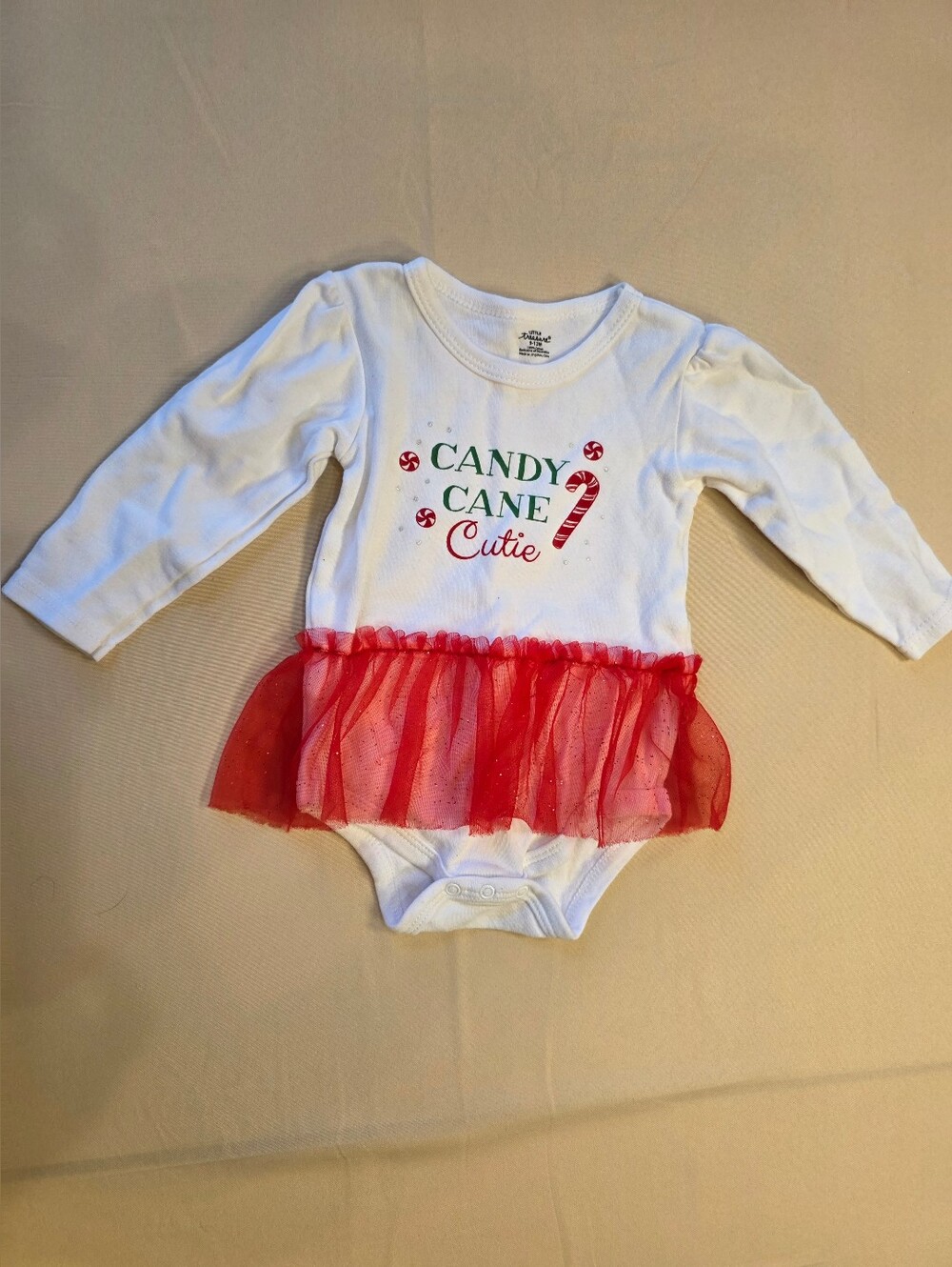 Little Treasure Candy Cane Cutie Christmas Tutu Bodysuit 9-12M